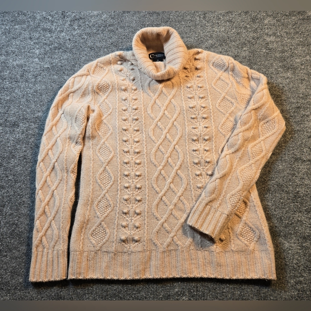 C by Bloomingdale's 100% 2-Ply Cashmere Cable Bobble Sweater‎ XS